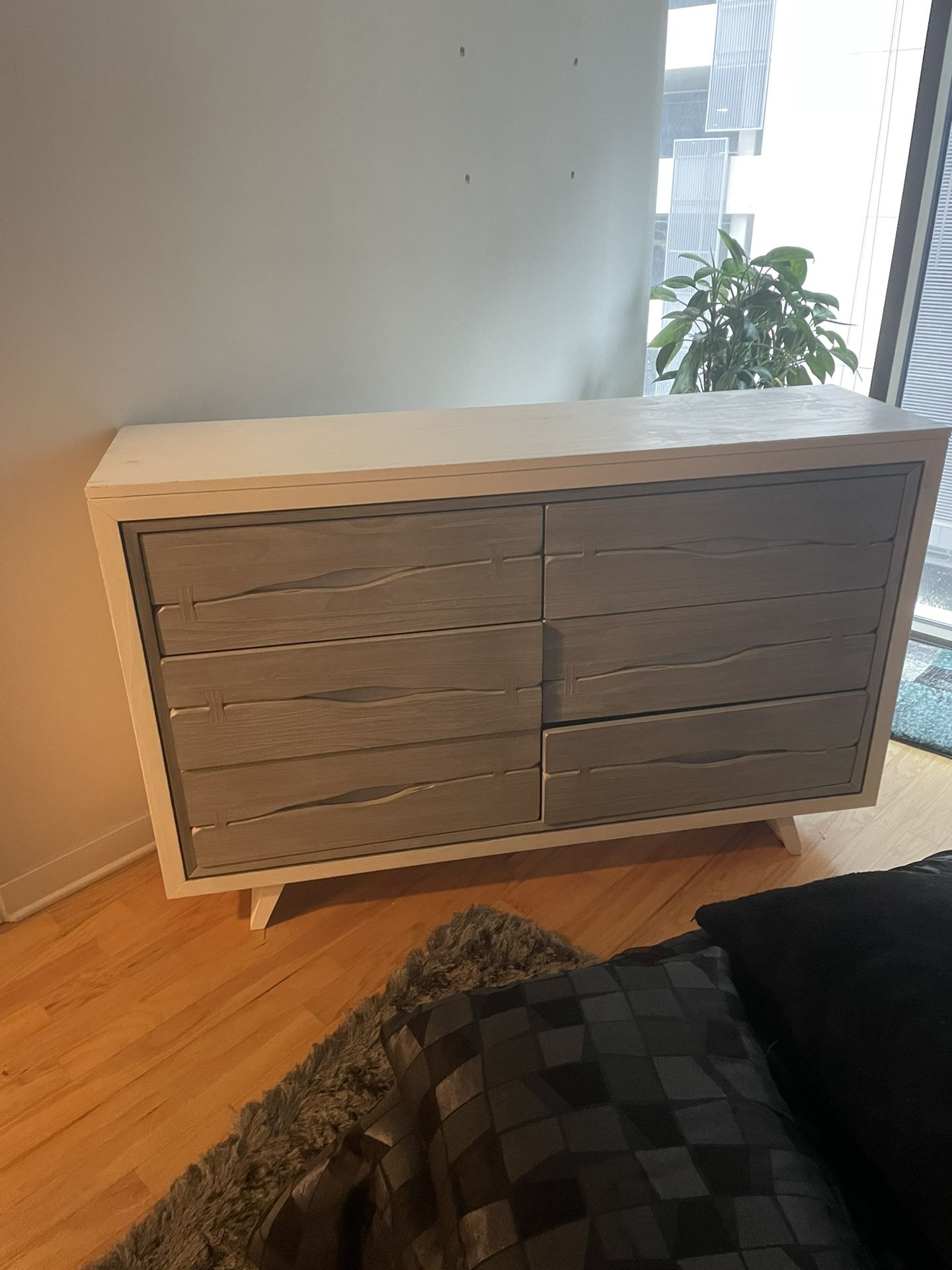 White And Blue Dresser (47”x17) Draw 6” Deep
