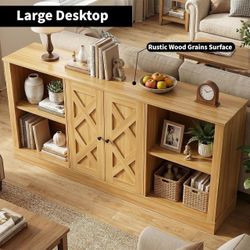 Light Brown TV Stand Buffet Cabinet Size Table with Doors