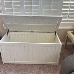 Large White Wood Storage Box