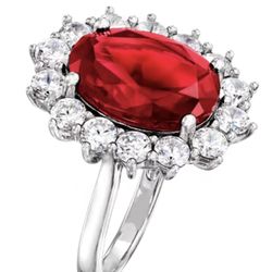 Ruby Red 925 Sterling Silver with Crystals
