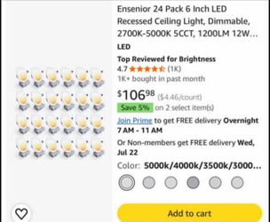 Ensenior 24-Pack 6” Ultra-Thin LED Recessed Ceiling Lights – New Sealed