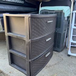 Brown 3 Drawers Plastic Organizer