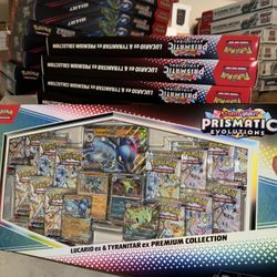 Pokemon Prismatic Evolutions Lucario Ex And Tyranitar Ex Premium Collection