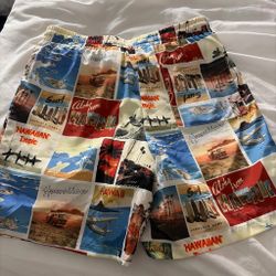 Tropic Hawaii Print Swim Trunks