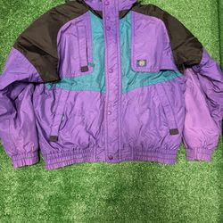 Used Vintage Y2K Alpine Ski Jacket Size XLarge Blue/Purple Full Zip/Button
