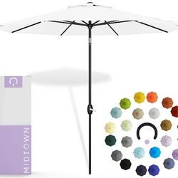 Midtown Umbrellas Sunbrella Umbrella 9 Feet Outdoor Umbrella With Canvas Navy Acrylic Fabric - Auto-Tilt Aluminum Frame Patio Umbrella For Backyard...