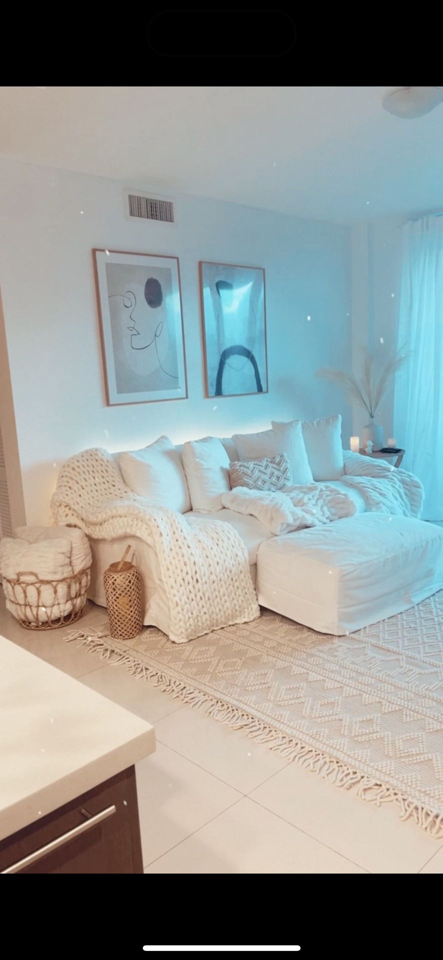 White Sofa With Ottoman 