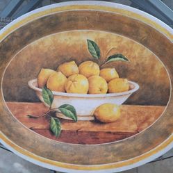Large Lemon Fresco Decorative /Service Platter 22" X 16.5" 