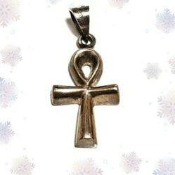 Silver Egyptian Ankh Cross Charm Pendant