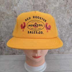 Vintage Red Rooster Supreme Quality Pennzoil Safe Lube. Sales Co Full Foam Hat