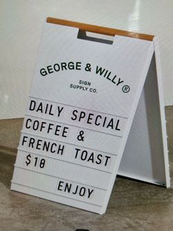 BNIB - George & Willy A-Frame Letter Board Sign - White