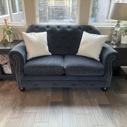 Navy Blue Sofa and Love Seat