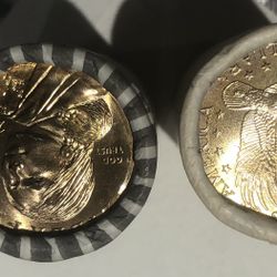 2 Rolls Mint 2000 P Sacagawea Golden Dollars