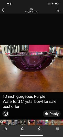 Waterford Crystal Purple 10 Inch Gorgeous Bowl