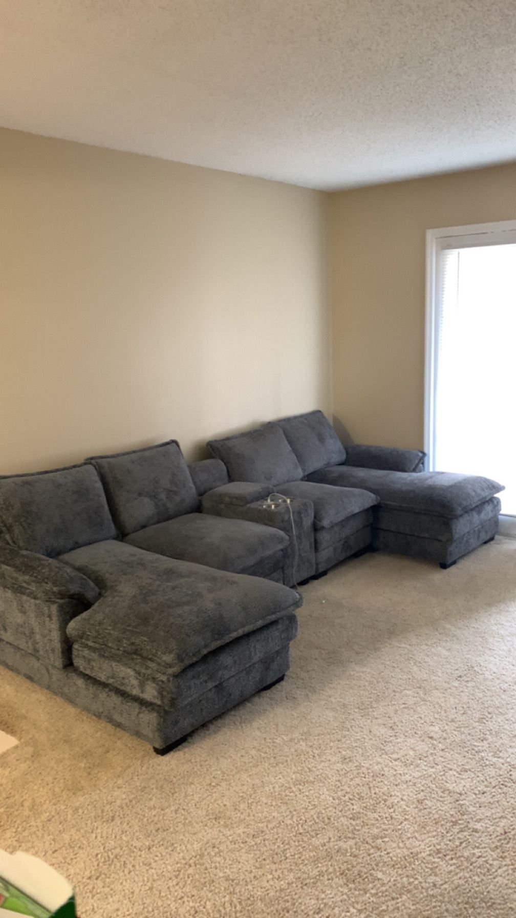 Dark Grey U Shapped Cloud Couch Sectional Sofa 124”