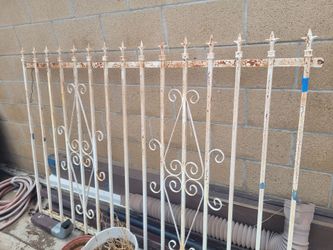5foot 11" Wrought Iron Fence Panel with Decorative Scrolls