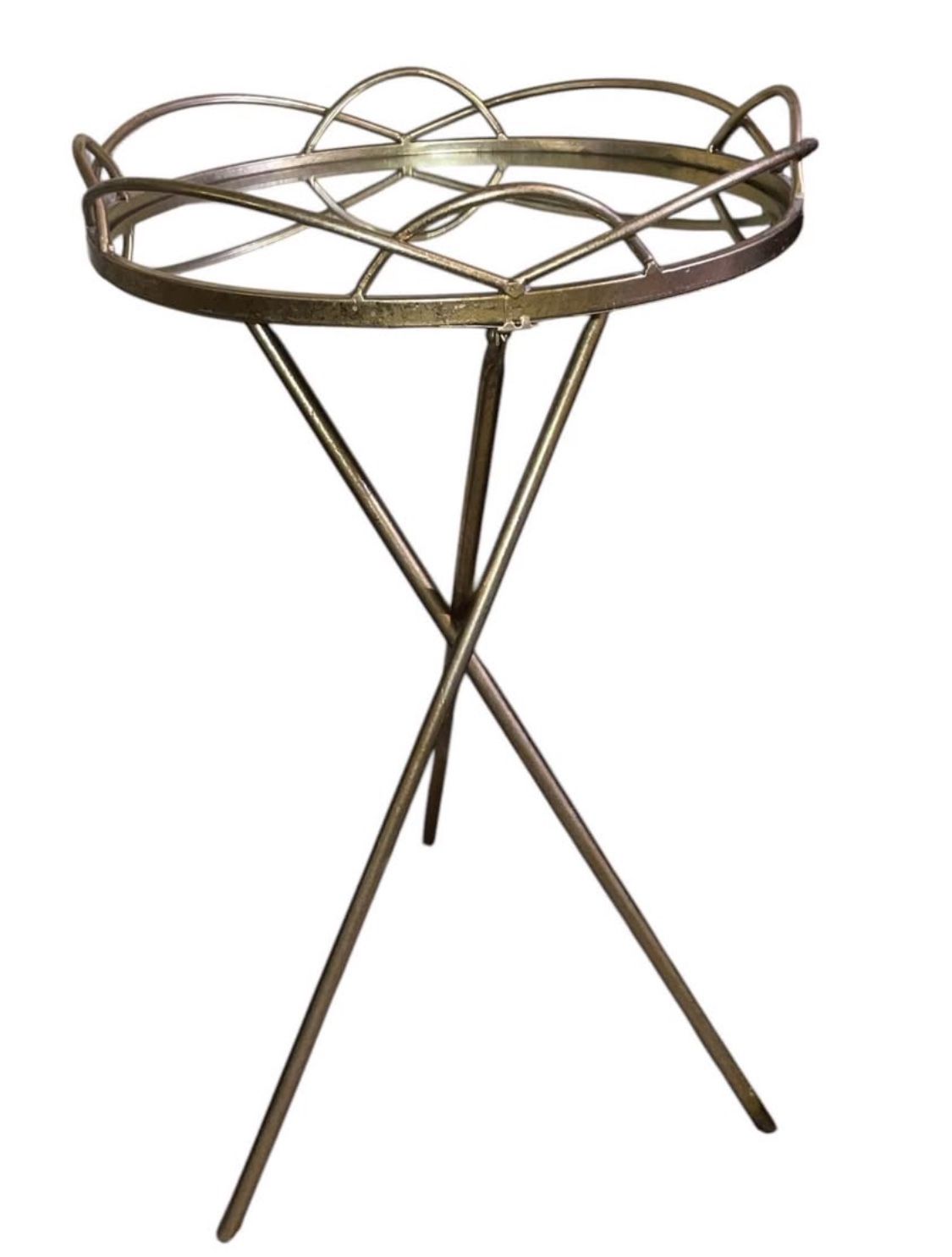Gold, Mirrored Side Table / Plant Stand / Accent Table / Pedestal Table