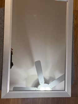 Silver Brushed Metal Wall Mirror