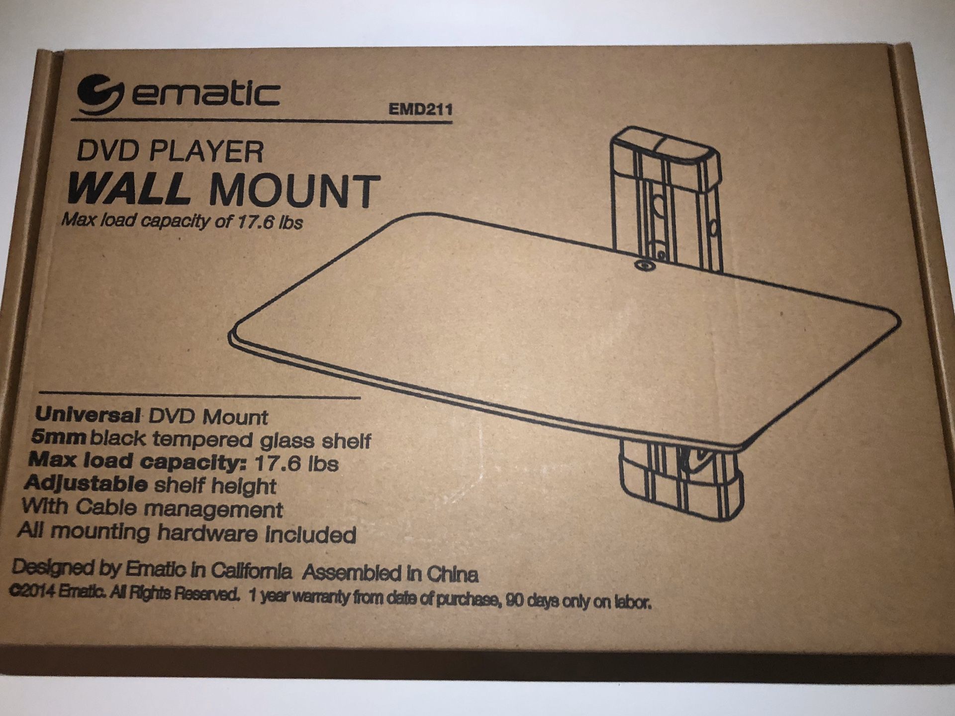 Ematic Universal EMD211 DVD Player Wall Mount Player 1 Shelf Mount Ematio