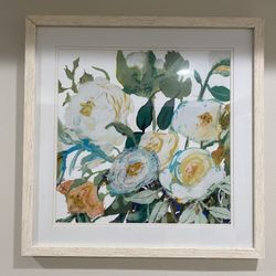 Framed canvas of White Roses by Robin Maria