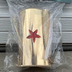 Wonder Woman Gold Metal Red Star Cuff Pair - Brand New
