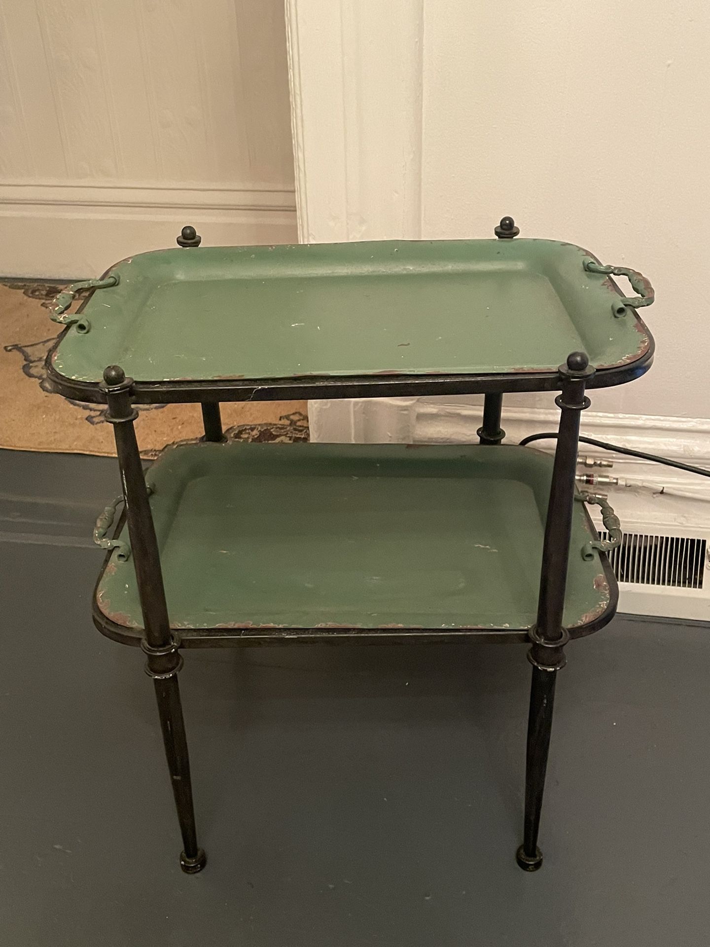 Antique metal tray desk
