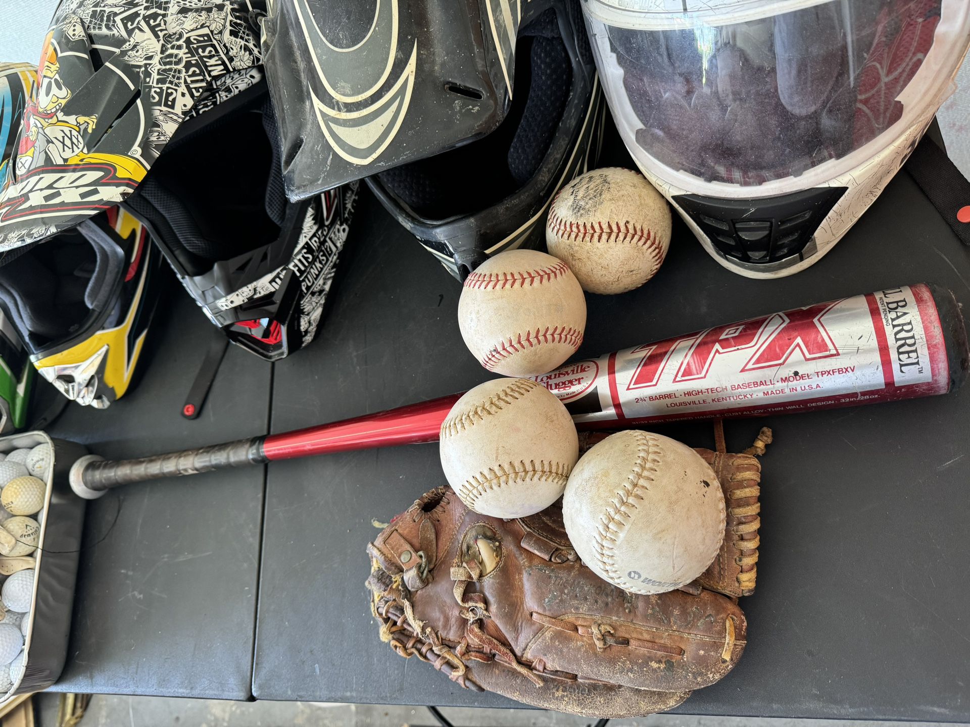 Softballs, Glove And Mat 
