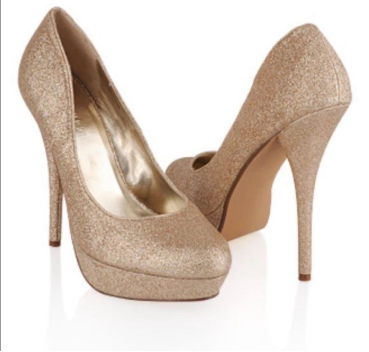 Glitter Gold Pumps Heels Women 7