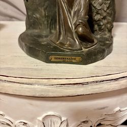 Antique Signed Metal Statue of Woman