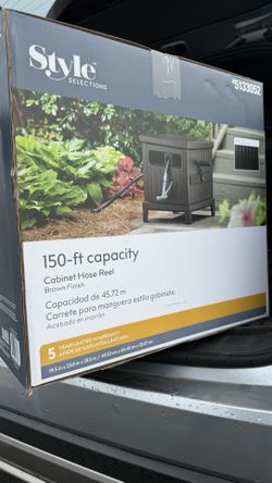 Metal Garden Hose Reel Deck Box, Durable Steel Garden Hose Storage Box Cabinet for 150’ hose 