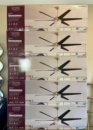 Windward 68 in. White Color Changing Integrated LED Brushed Nickel Ceiling Fan with Light Kit DC Motor