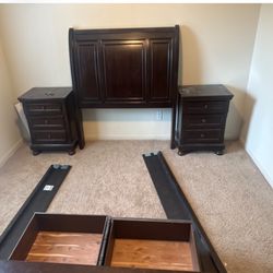 Queen Wood Bed Frame And 2 Night Stands