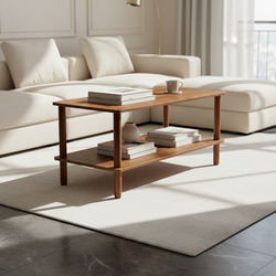 Cairn Modern Rectangular Coffee Table with Storage Shelf