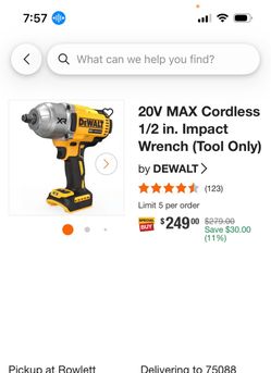 Dewalt 20v 1/2  impact