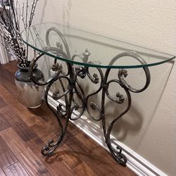 Vintage Demilune-Shaped Accent Table 