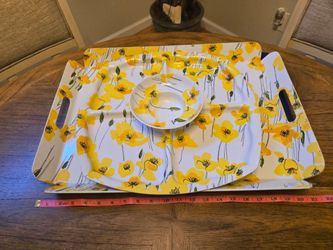 Yellow Plastic Dinnerware Set with Tray