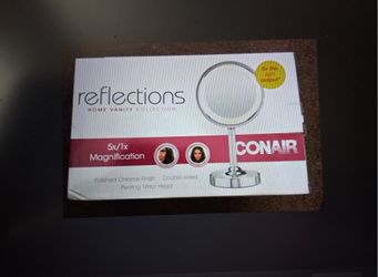 NEW CONAIR DOUBLE-SIDED LIGHTED MAKEUP MIRROR W/ 5x/1x MAGNIFICATION 