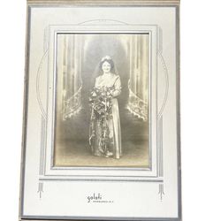 Antique Portrait Photograph Bride Framed 1930s Galati Studios Newburgh NY