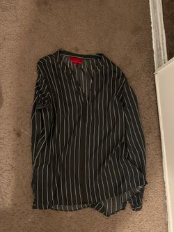 Jennifer Lopez Dress Shirt Black and White Striped Large