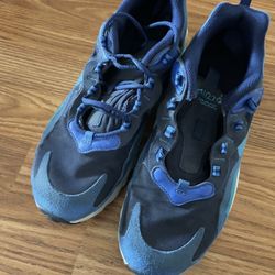  Nike Air Max 270 React sneakers, specifically the "Blue Void" or "Impressionism Art" colorway Boys Size 7Y