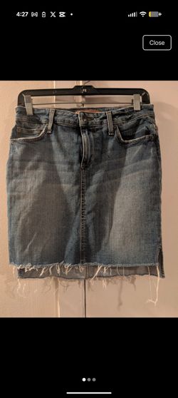 Joe's Jeans Women's Blue Denim Mini Skirt Size S Button Closure Frayed Hem