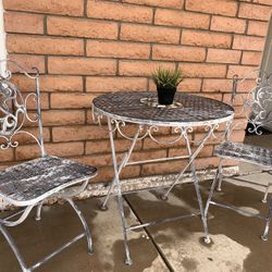 Metal Bistro Table And Two Chairs - $50