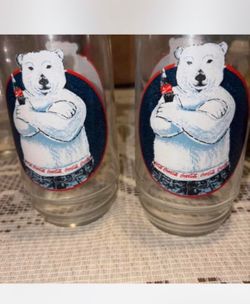 Set of two Coca Cola polar bear glasses