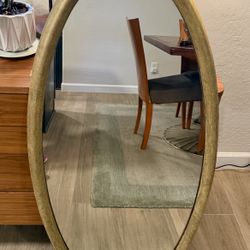 VTG MCM Oval Wall Mirror 42" Gold Century Industries Chicago Mid Century Modern 1950s