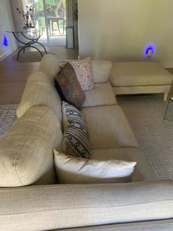Oatmeal Woven Sofa and Ottoman
