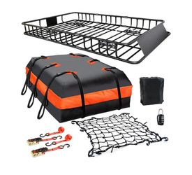 Roof Rack Cargo Basket with Carrier Bag Kit