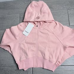 Pink Lululemon Cropped Full-Zip Hoodie- M