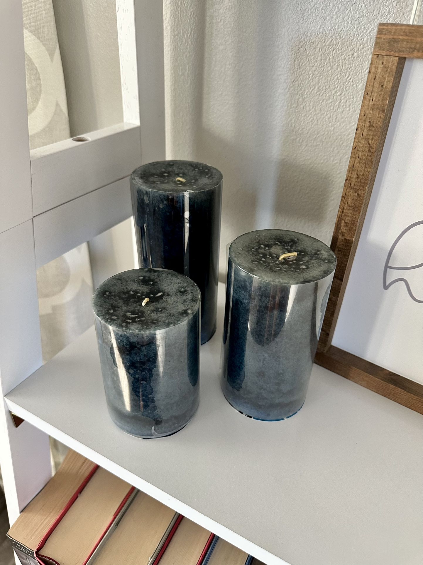 Marine Blue Pillar Candle Trio
