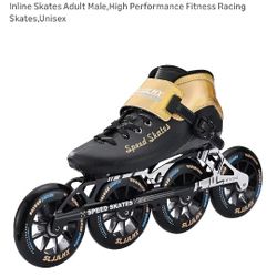 New Professional Carbon Fibre High Performance Inline Speed Skates Size US 6 Gold