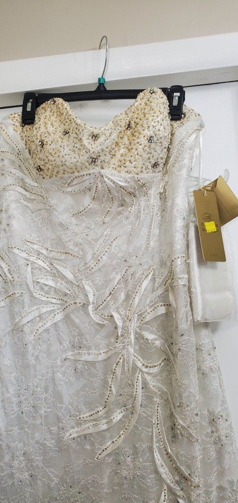 wedding dress with gold detail Gold Lace Appliques Wedding Dress Two Piece Ball Gown – Lisposa